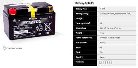 Motorsykkelbatteri Yuasa MF – Søk Etter Motorsykkel - MV Agusta Brutale 920 2010-2012
