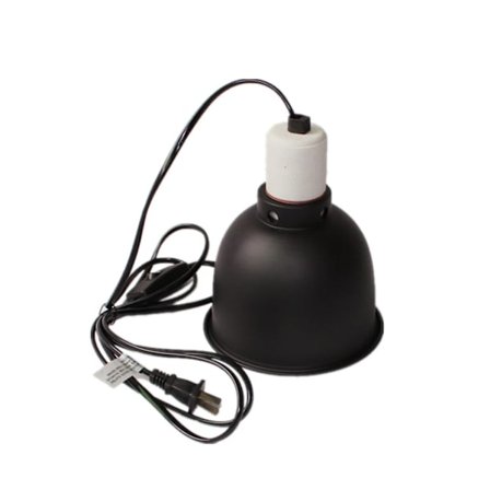 5,5-tommers kravlekasse lampe med varmefunktion, UVB-lampe med sort lampeskærm, 1,8-meter ledning med kontakt, multifunktionelle clips