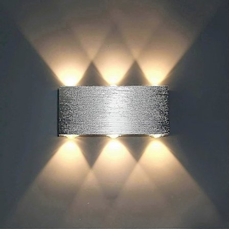 LED Vägglampa Inomhus Vardagsrum Upp & Ner Vägglampa Silver Borstad Aluminium Vägglampa Sovrum Restaurang Hotell Trappa Korridor Hall Vägglampa