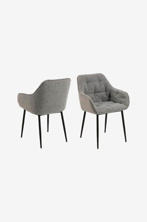 NORDFORM - Spisebordsstol med armlæn Brooke, 2-p - Grå - Stole - Fra Homeroom