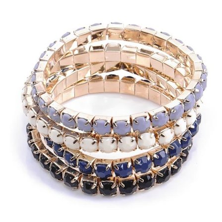 4 st Armband/Pärlarmband i 4 Olika Färger - Vit, Grå Blå & Svart