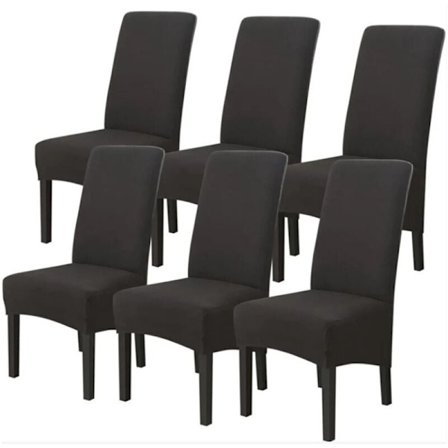 Tuolipeitteet 6 kpl Suuri Koko Musta, Yleismaailmallinen Ruokasalin Tuolipeitteet, Moderni Olohuoneen Tuolipeitteet Häihin Kokoukseen