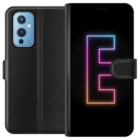 Kompatibel Tegnebogsetui til OnePlus OnePlus 9 Minimalistisk neonbogstav E i lyse farver mod mørk baggrund i moderne og stilren design