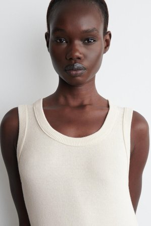 COS Femme Robe Débardeur En Coton Et Soie in Blanc