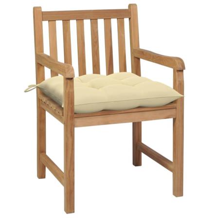 Vidaxl Trädgårdsstolar 2 St Med Gräddvita Dynor Massiv Teak Creme