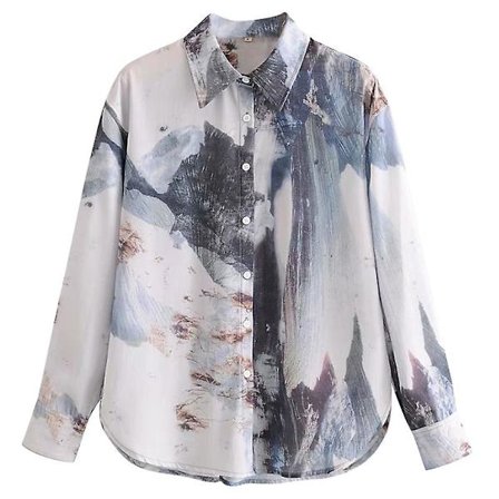 Plus Size Damtröja i nationell stil med tryck, långärmad