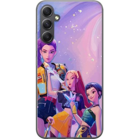 Kompatibelt Mobildeksel til Samsung Galaxy A25 Futuristiske popdamer i neonfarger med magiske detaljer mot en drømmeaktig galaksebakgrunn