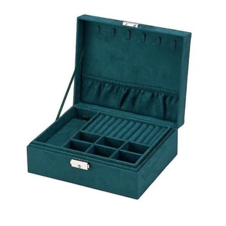 Smykkeboks for kvinner, 2-lags låsbar etui, ørepynt smykkeholder