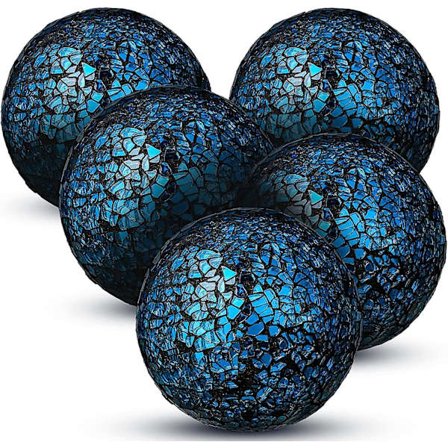 5 Stykker Mosaik Kugler Dekorativ Mosaik Glas Kugler Dekorative Kugler Bordpynt Kugler Til Skåle Vaser Spisebord Indretning, Diameter 10 cm (turq