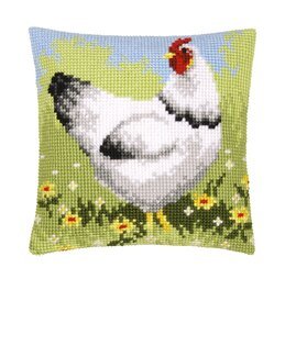 Broderikit Kudde Vit höna - Vervaco