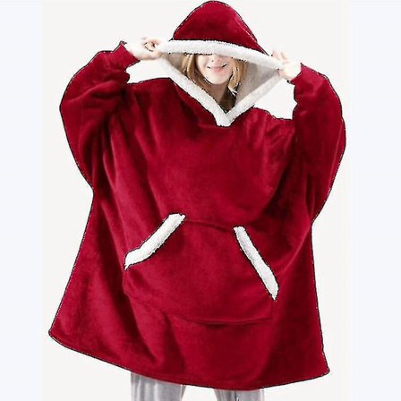 Oversized hættetrøje tæppe bærbart lam fløjl doven tæppe