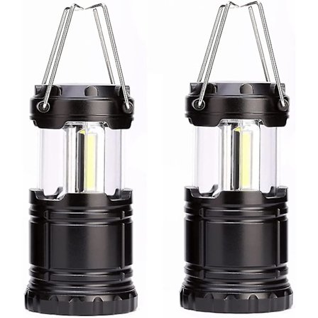 2-pakks bærbar LED-campinglykt med sammenleggbare kroker for orkaner, nødsituasjoner, hjem, skur og mer