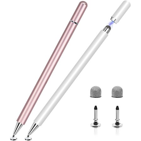 Stylus for iPad 2-pakning, 2-i-1 Disc-stylus for berøringsskjermer, kapasitiv penn med magnetisk hette, kompatibel med iPad iPhone Pro Android