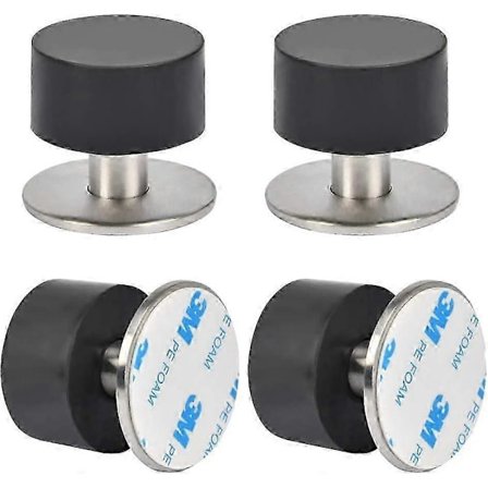 PB 4 st Självhäftande Dörrstopp Rostfritt Stål Dörrstopp med 3M Stötsäker Gummi eller 40mm Skruv - Ingen Borrning Krävs