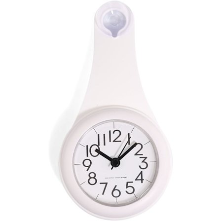 Hvid Vandtæt, lydløs, ikke-tikende vægur til badeværelse, badeværelsesur, ur med sugekop