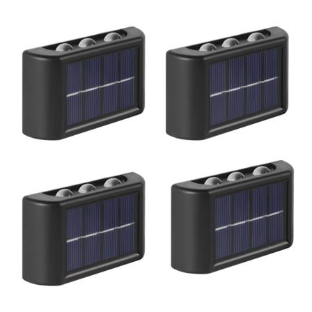 4 kpl aurinkoseinänvalot ulkokäyttöön, 6 LED vedenpitävä aurinkoaidan Li