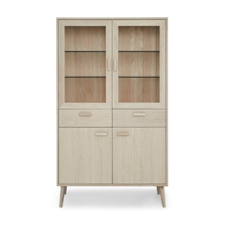 Rootz-vitriinikaappi - Säilytyskaappi - Vitriinin yksikkö - Massiivitammea ja viilua - Runsaasti säilytystilaa, ensiluokkainen käsityötaito, sileä toi