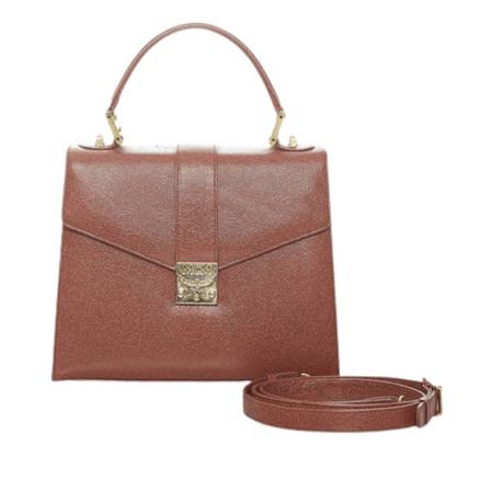 MCM Pre-owned, Pre-owned Leather Handbag Bruin, Dames, Maat:ONE Size
