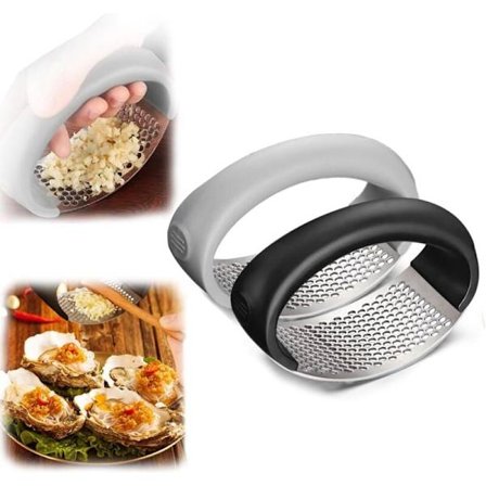 Rostfri Vitlökspress - Köksredskap - Svart & Grå 2-pack