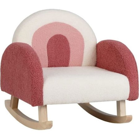 COSTWAY Baby Child Rocker-soffa, med antirullande poppelträben, 3 till 5 år gammal, röd