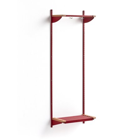 Wandgarderobenschrank JEPPE mit Fachboden, Grundelement, 1790x600x310 mm, rot/eiche