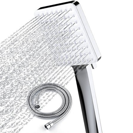 Duschhuvud och slang, högtrycksduschhuvud med 1,5 m slang, universellt handhållet duschhuvud med 6 spraylägen för lågt vattentryck