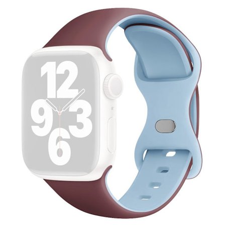 KALEBOL Silikoneurrem Apple Watch Series 10 42mm Butterfly Buckle Band - Røgfarvet Lilla + Himmelblå