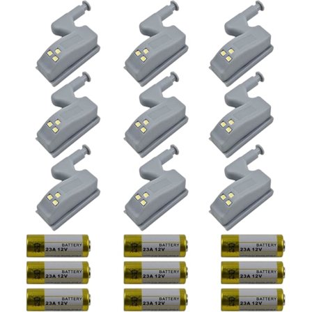 9-pack LED-sensorlampor med gångjärn - Smarta beröringssensorlampor för skåp, lämpliga för köksskåp och garderober, batteridrivna