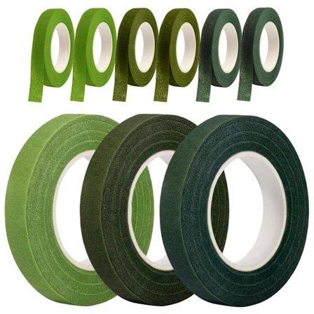 st, 12 mm, crepepapirtape til blomsterhandlere, i 3 grønne farver, blomstertrådsdekoration til buketter, blomster, gør-det-selv-håndværk
