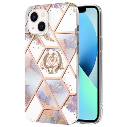 iPhone 14 Plus 6,7 tommer YB IMD Series-6 Anti-fall Anti-scratch Ring Kickstand Feature Phone Case Electroplated Frame Flexible IMD Back Cover - Krone