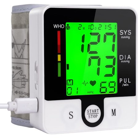 Blodtryksmåler til håndled, Talende digital automatisk blodtryksmåler, Genopladelig blodtryksmanchet til hjemmebrug, Justerbar Bp-manchet, La