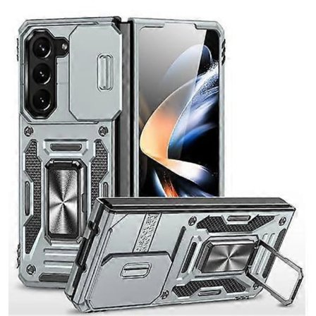 Cover til Samsung Galaxy Z Fold 5 med kameradæksel & støttefod, Indbygget 360° roterende ringholder Magnetisk beskyttelsescover Galaxy Z Fold 5
