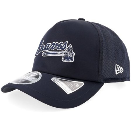 New Era - MLB Blå trucker Keps - Atlanta Braves 9FORTY Navy Mesh Apex A-Frame Trucker @ Hatstore