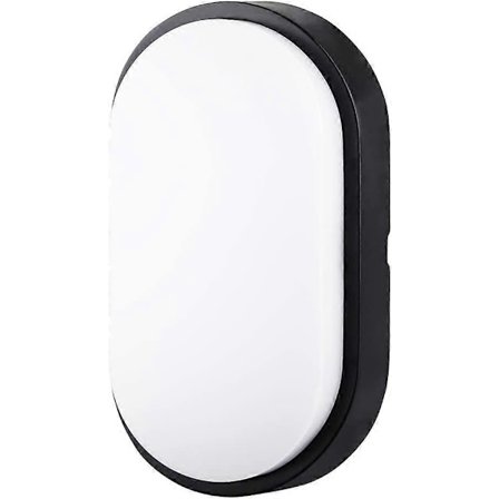 Elliptisk 20W LED Vägglampa Taklampa, 6000K 2000LM IP54, Svart