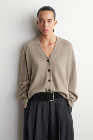 COS Femme Cardigan Col En V En Cachemire in Beige