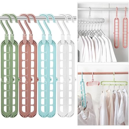 8-pak magiske pladsbesparende bøjler med 9 huller, multifunktionel Smart Closet Organizer, skabsopbevaringsorganisation