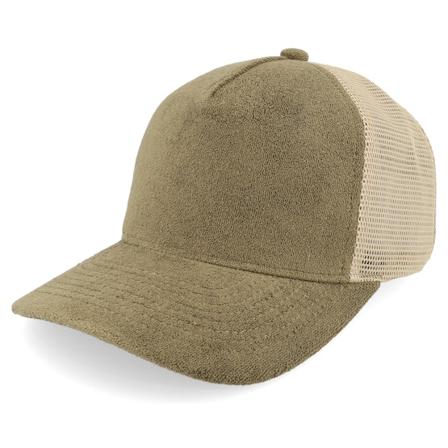 Equip - Terry Olive Green/Khaki A-frame Trucker Trucker Green Cap - @ Hatstore