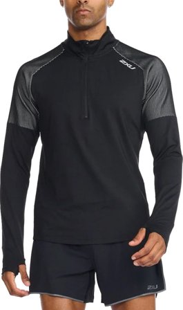 2XU Men's Light Speed 1/2 Zip Men long-sleeved training tops Black XL