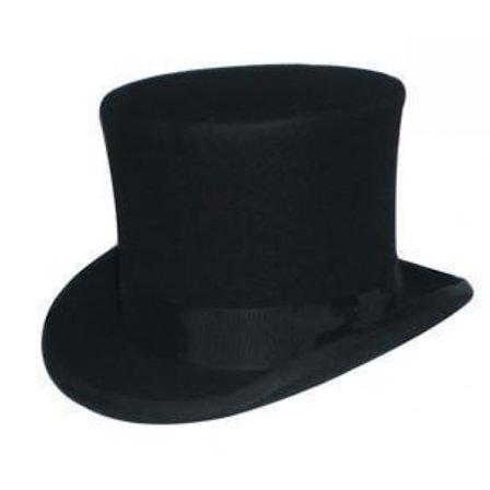 Ulltopphatt for menn, satengforet topphatt, svart, høy topphatt, julekostyme