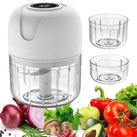 Mini elektrisk mathakker, USB-lading, mini elektrisk hvit