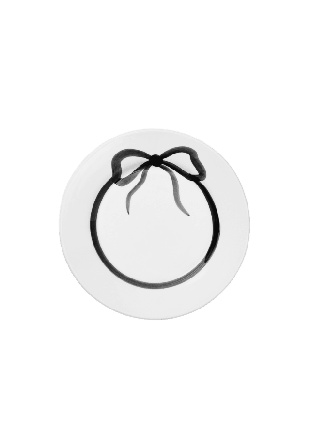 Pick A Poppy Bow Tallrik - 28 Cm Glas & porslin Svart