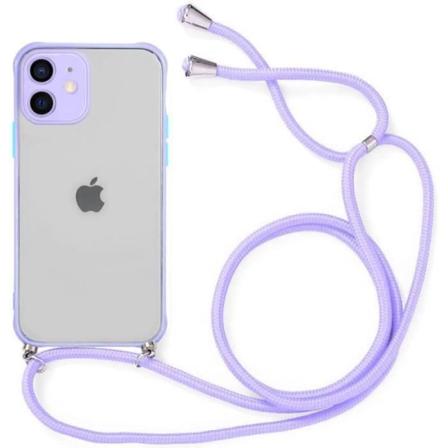 Fodral för iPhone 12 Mini (5,4") Slim Lätt Halvtransparent Frostat Stötsäkert skal medföljer Mobiltelefonkedja Lila Lila