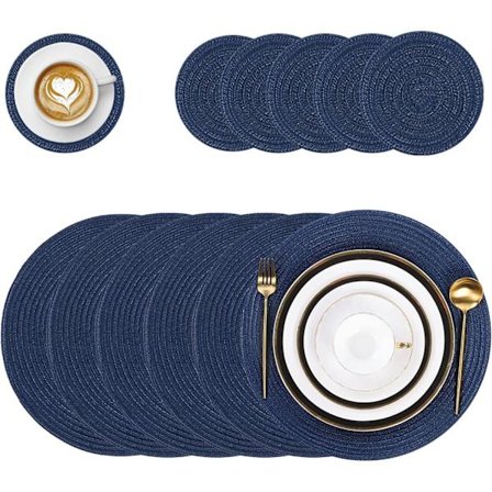 15" Pyöreät Kudotut Tabletit, Liukumaton Eristys Kudotut Puuvillatabletit, Pestävät (6 kpl:n setti) Azul Mari Azul Mari