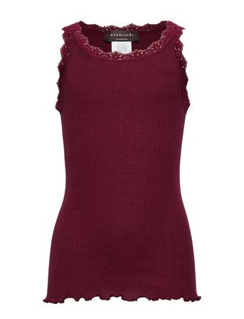 Silk Top W/ Lace T-shirt Ærmeløs Rød Rosemunde Kids
