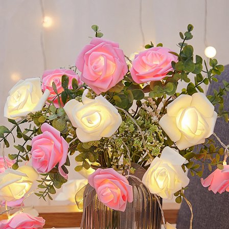3 meter 20 lampor USB LED7cm rosa och vit ros rum sovrum l