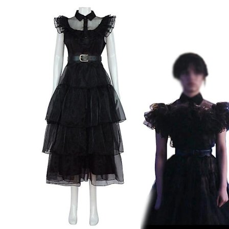 Pige Onsdag Kjole Til Børn Voksen Wednesday Addams Familie Cosplay Skole Dans Kostume Karneval Fest Kjole Udklædning Outfit -a