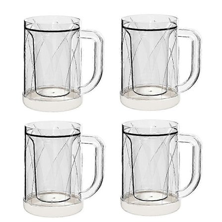 4 st Frysta Ölmuggar för Frys Dubbelvägg Gel Frostiga Frysmuggar Öl Ismuggar för Frys Dr