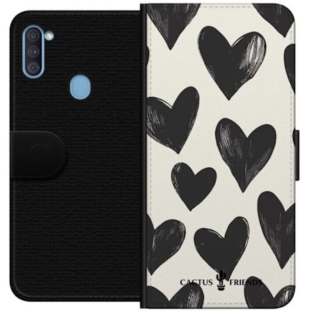 Kompatibel Tegnebogsetui til Samsung Samsung Galaxy A11 Cactus and Friends - Bold Black Love Pattern