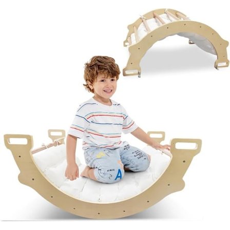 COSTWAY Montessori-klatrebue 3 i 1, gyngende, blød pude til klatring eller hvile indendørs/udendørs brug