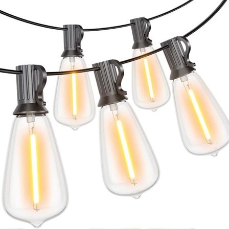 5,5 m vanntett 2700K lyslenke utendørs 12+1 ST38 LED-lamper. Utebelysning for terrasse og fest_TF_TF